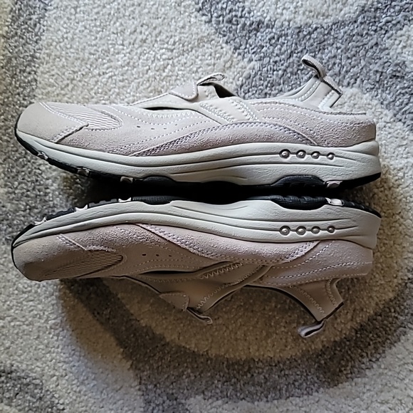 Easy Spirit 10B Treasured slip on leather textile tan athleisure neutral comfy - Picture 3 of 10